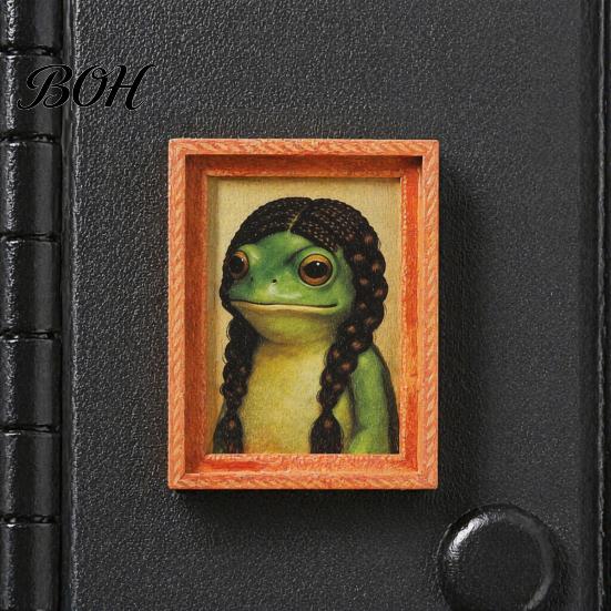 Decorative Animal Magnet Abstract Frog Refrigerator Magnet, Framed Hairstyle Fridge Kitchen Appliance Decor Home Office Decoration Party Favors Frame