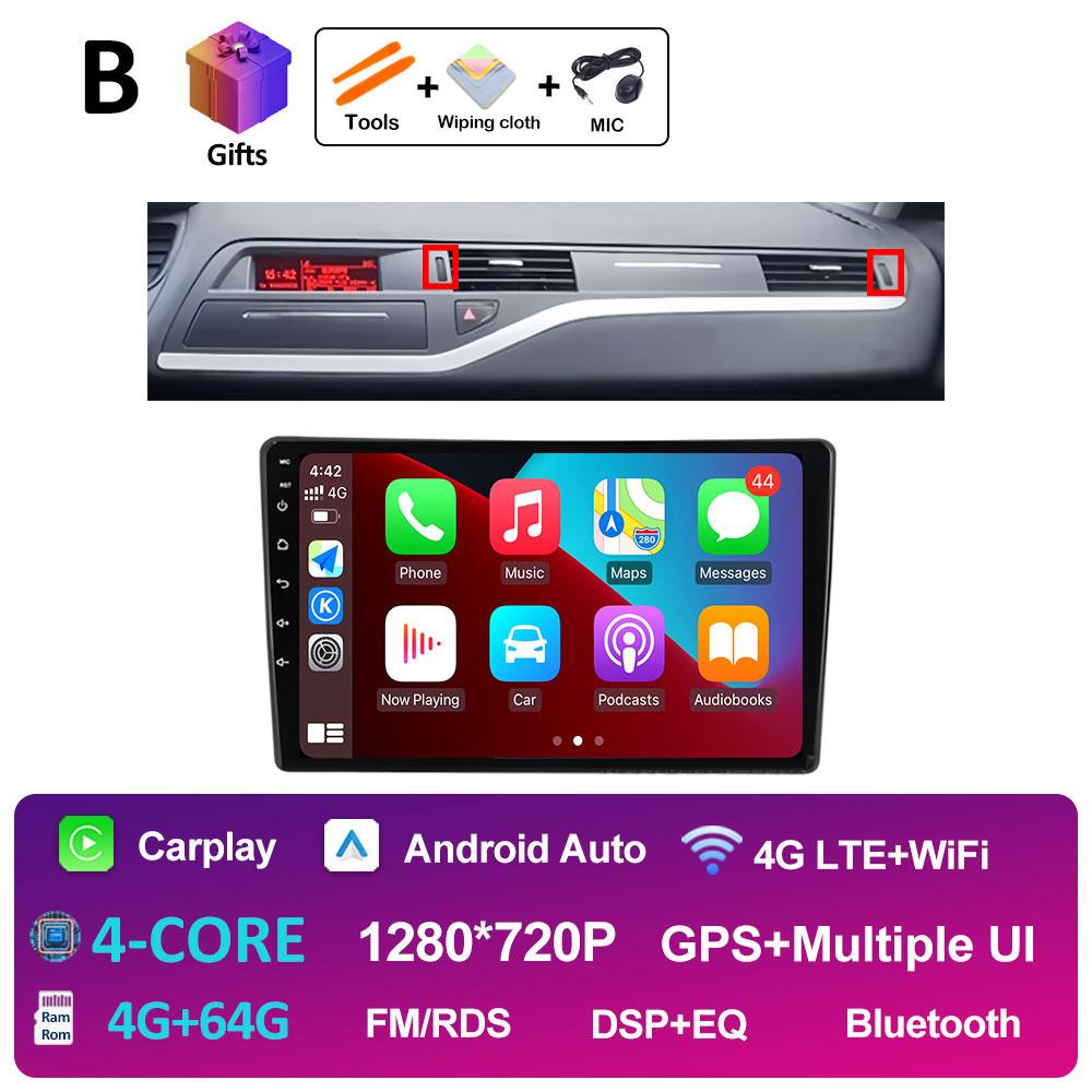 GPS Навигация Android 14 Для Citroen C5 2008 2009 2010 2011 2012 2013 - 2017 Автомобильный Мультимедийный Радио Видеоплеер QLED IPS Экран