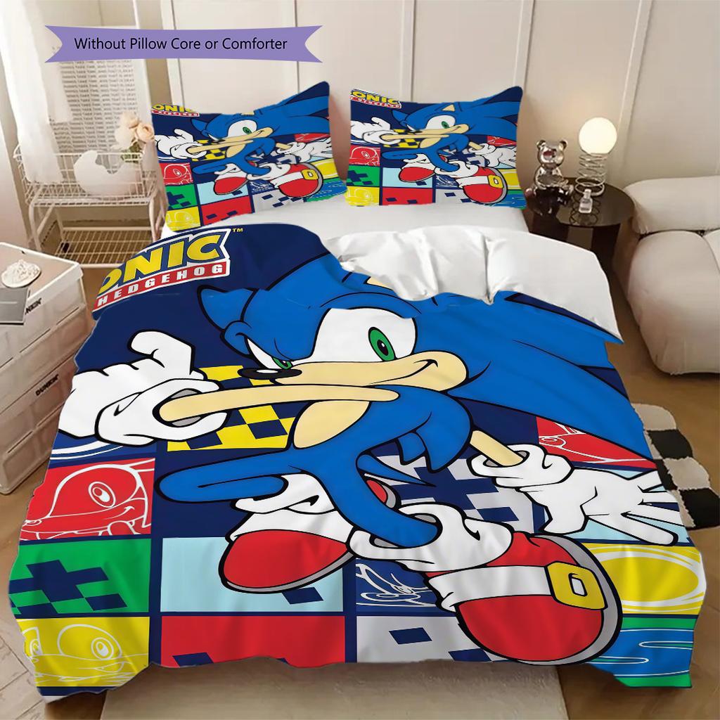 Sonic Cartoon Anime Duvet Cover | King, Queen, Full, Twin, Anime Cartoon Bedding Set Gift LXRa49