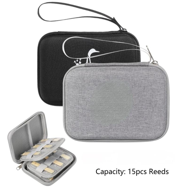 Saxophone Reed Carrying Case Waterproof Reed Storage Bag Portable Zipper Bag with Mesh Pocket for Clarinet Saxophone