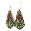 [M4183] - Turquoise Red 'Altaï' Designer Earrings