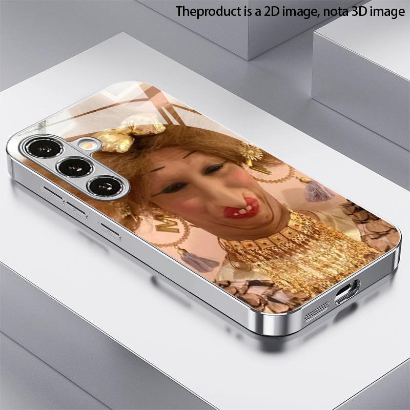 Синий Узор 2D Шелковый Чехол для Телефона для Samsung Galaxy S26/S25/S24/S23/S22/S21/S20/A56 Глянцевая Гальванизированная Стеклянная Защитная Крышка