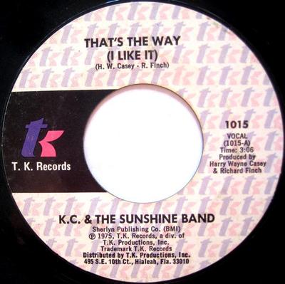7-дюймовая пластинка KC & THE SUNSHINE BAND - That's The Way (Мне это нравится) / Что М 1015 Т.К. Пластинки 1975 США Соул/Фанк Б/У