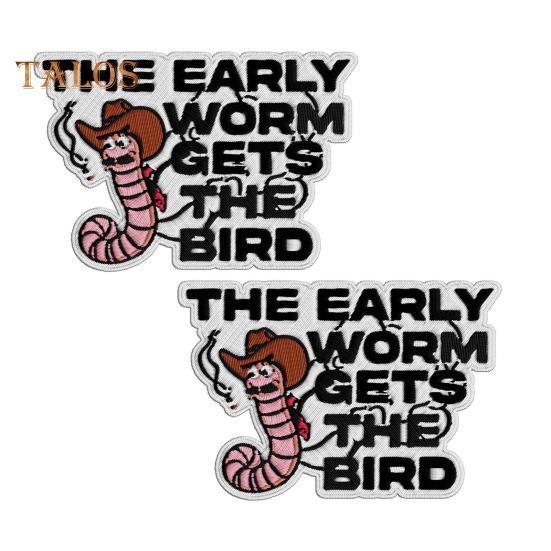 Ранний червяк получает птицу ковбой вышитая нашивка пришитая/приклеиваемая аппликация на одежду куртки джинсы платье шляпа искусство ремесла