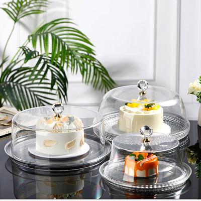 Acrylic Cake Stand with Dome Pan Pastry Display Server Plate Covered Holder for