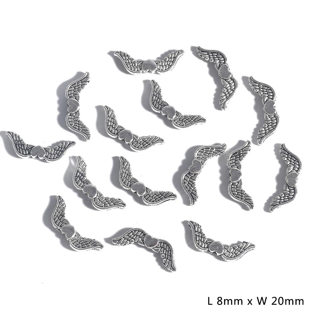 20Pcs Charms Angle Wings Multi Size Antique Silver Color Plated Pendants Making DIY Handmade Jewelry Necklace