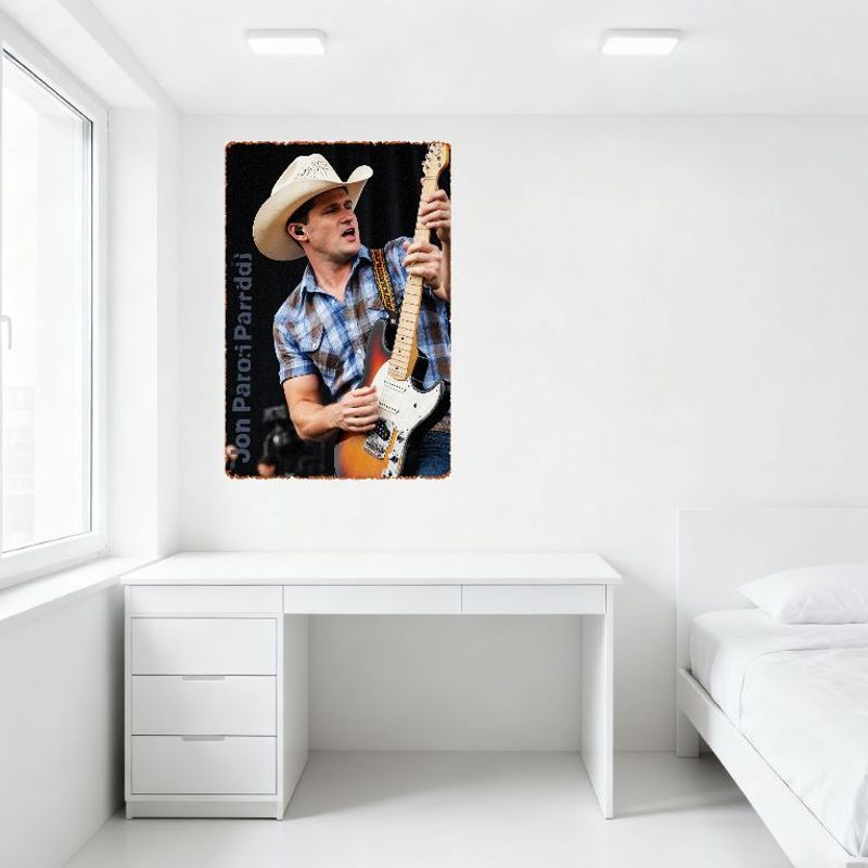 Джон Парди: i Кантри Музыка Ковбойская Шляпа Гитарист Электрогитара Сценическое Выступление Жестяная Вывеска Винтажный Металлический Декор Стены для Бара