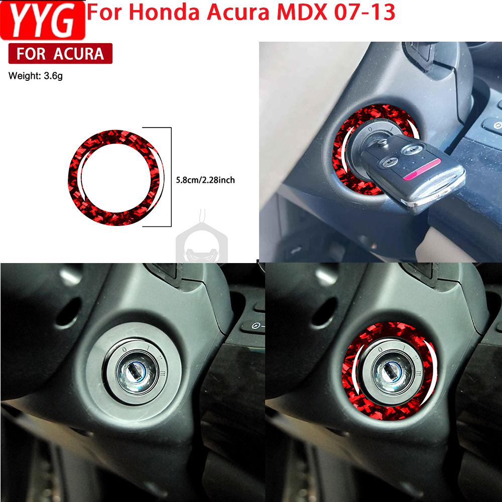 Для Acura MDX 2007-2013 Накладки-стикеры из настоящей мягкой углеродной ткани Кольцо вокруг замка зажигания автомобиля Аксессуары для декора автомобиля