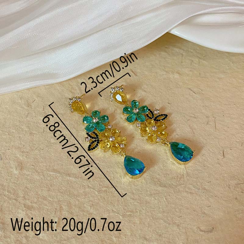 Новые модные красочные цветочные серьги-кисточки модные длинные серьги с кристаллами и цирконами женские аксессуары ювелирные изделия