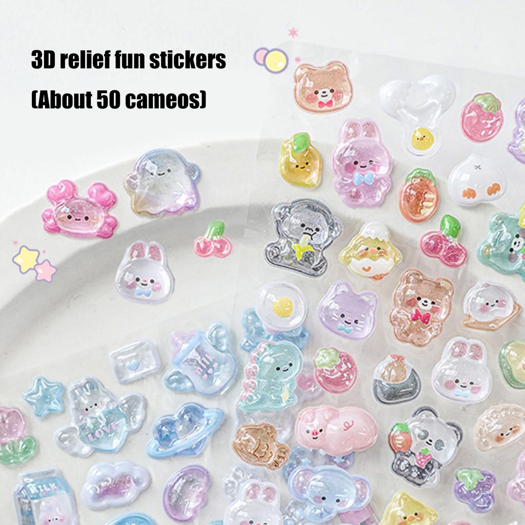 Cartoon 3D Stickers Scrapbooking Stickers Cartoon Animal Stickers for Planner Journals Tablet Skateboards Nail Decals