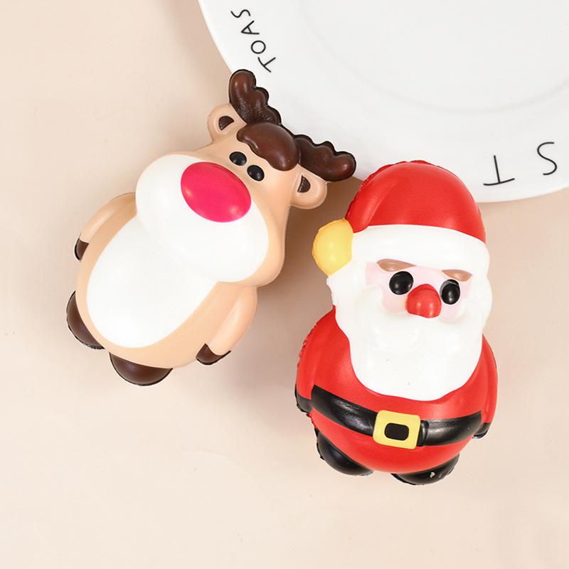 4pcs Christmas Anti-Stress Relief Toy Santa Claus Xmas Tree Squeeze Bounce Toy Kids New Year Gift Christmas Party Decor