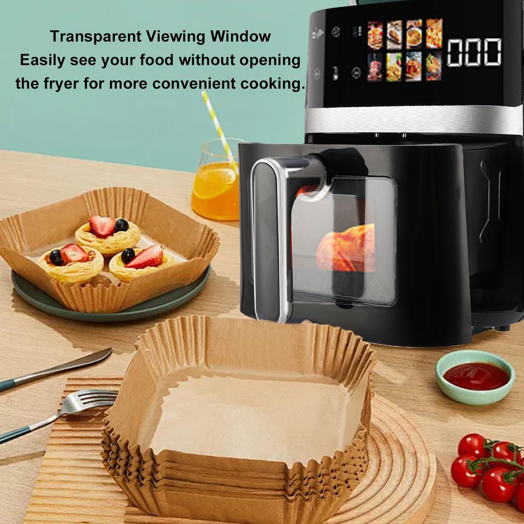 Масляная фритюрница 5QT без масла, черная, большая вместимость, смотровое окно, цветной дисплей, полностью автоматическая электрическая фритюрница, плита, курица, картофель фри
