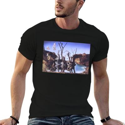 Salvador Dali Swans That Are Reflected As Elephants TShirt Trendy Print Short Sleeve TShirt