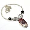 Cappuccino Jasper Black Onyx Gemstone 925 Silver Plated Necklace 18"