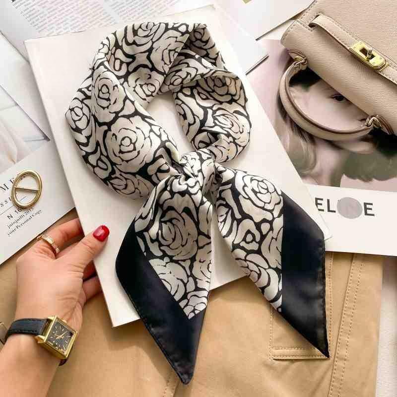 70cm Colorful Print Silk Scarf Women Fashion Kerchief Soft Satin Hairband Hands Bag Ribbon Foulard Hijab Neckerchief Headband