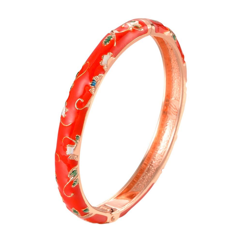 Традиционный винтажный браслет-эмаль в стиле перегородчатой эмали для женщин, браслет на руку с ажурным цветком, женский браслет