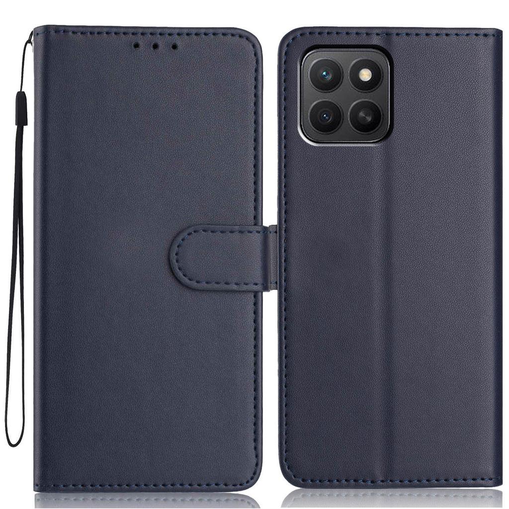 For Honor X8c 4G Wallet Case with Strap/Multiple Card Slots Solid Color Leather Stand Phone Cover