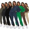 Autumn Winter Women's Two-piece Set Corduroy Solid Color Round Neck Pullover Long Sleeve Female Suit Casual Sports Pants