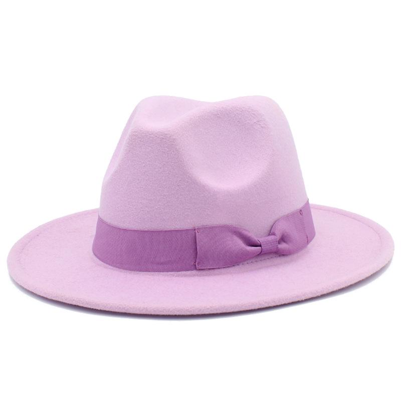 Федора с широкими полями в европейско-американском стиле с бантом: Модная унисекс джазовая шляпа