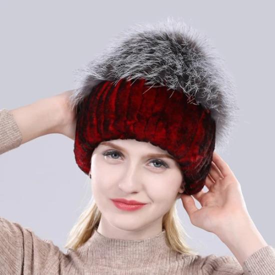 Новая уличная хорошая эластичная шапка из натурального кроличьего меха рекс женская зимняя вязаная шапка из натурального меха чернобурки женская шапка из натурального меха