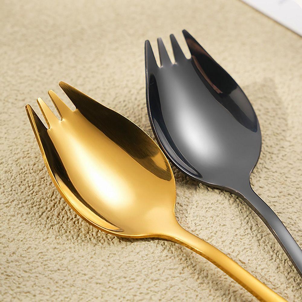 Ложки-вилки из нержавеющей стали, десертные ложки с длинной ручкой, ложки для супа, кухонные принадлежности