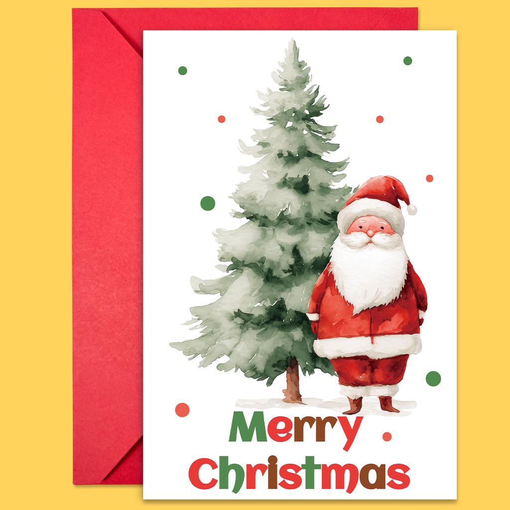 10PCS Cute Cartoon Christmas Greeting Cards Set with Envelopes, Large Size Xmas Cards for Holiday Wishes & Gifts