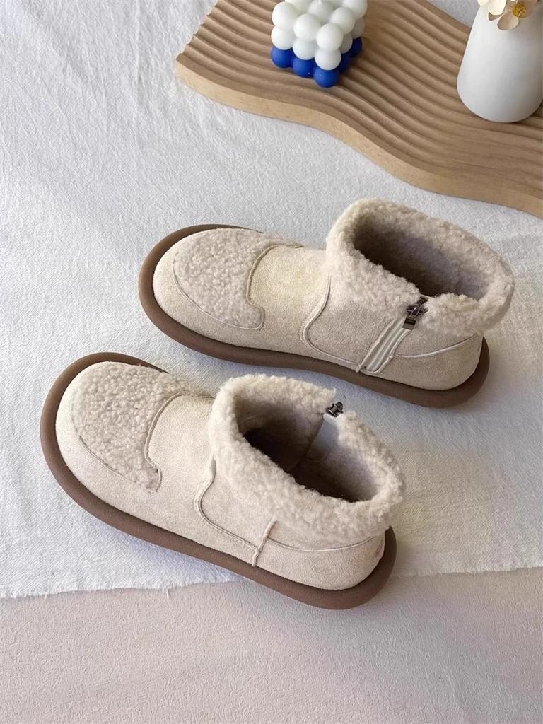 Зимние женские теплые ботинки из плюшевой замши и хлопка, новые короткие ботинки с мягкой подошвой в литературном стиле Zapatos Para Mujeres