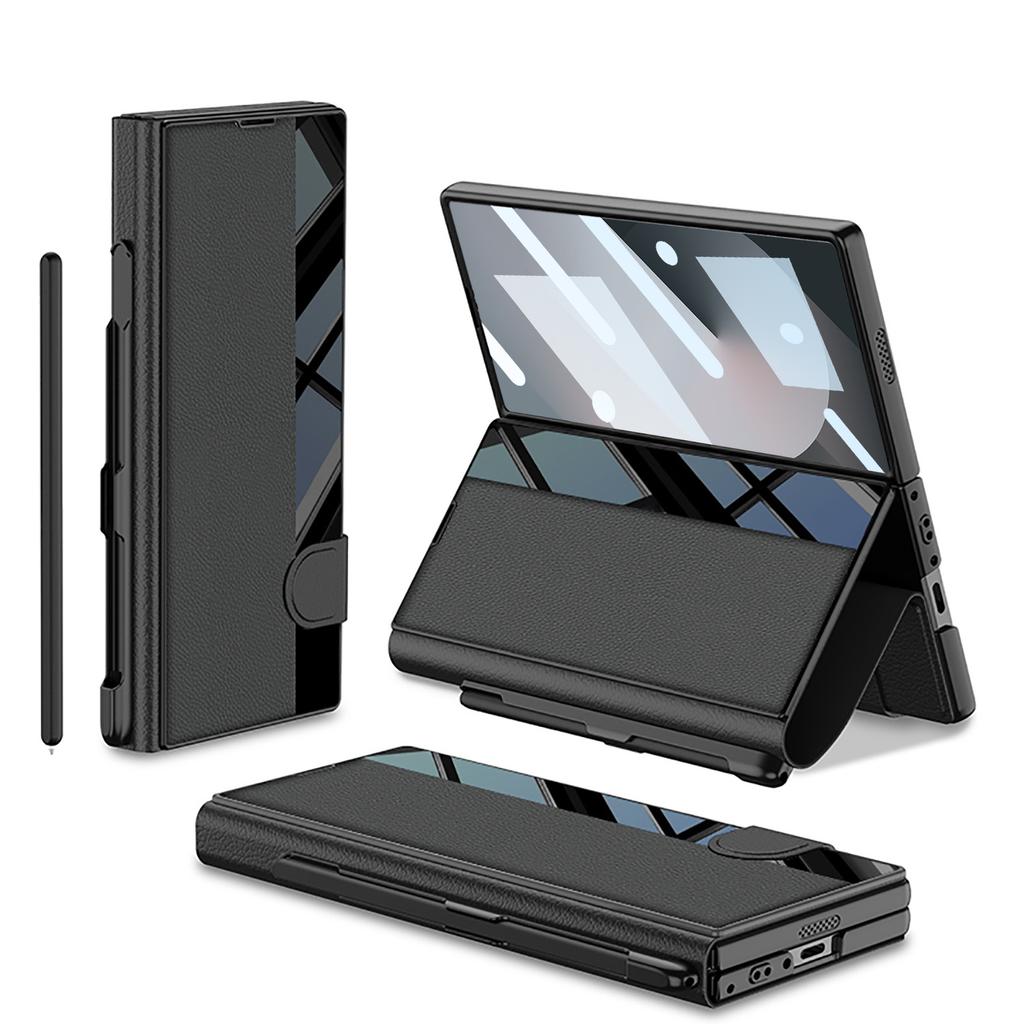 Мобильный телефон Samsung Z Fold6 Кронштейн из хитиновой кожи Складной экран Защита от падений Чехол-книжка Кожаный чехол Пленка Встроенный слот для ручки