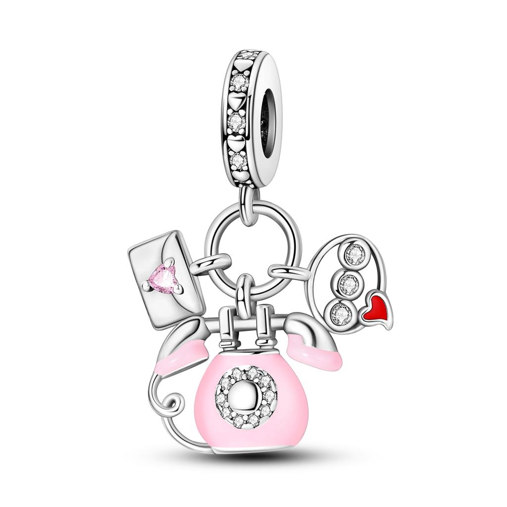 925 Silver Pink Ballet Shoes Ballet Set Charms Fit Original Charm Bead Pendent Dangle Bracelet DIY Women Jewelry Gift