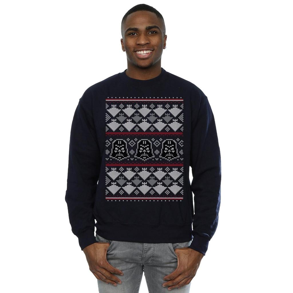 Star Wars Mens Christmas Vader Imperial Starship Fair Isle Sweatshirt