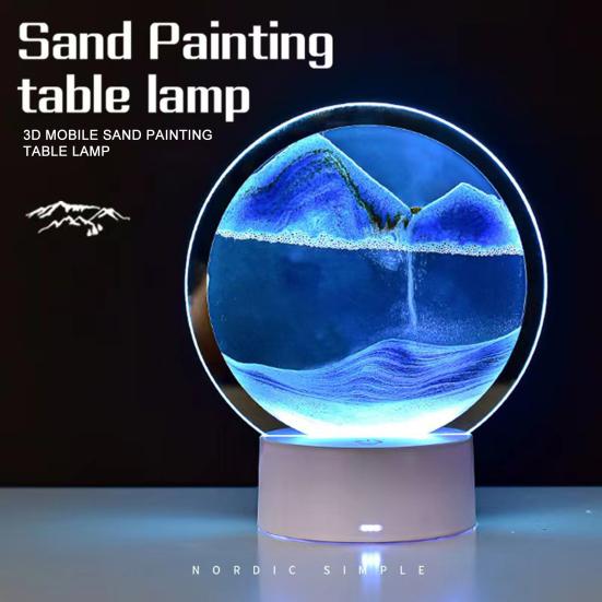 3D Sand Painting Remote Control Table Lamp with USB Flowing Quicksand Painting Decorative
