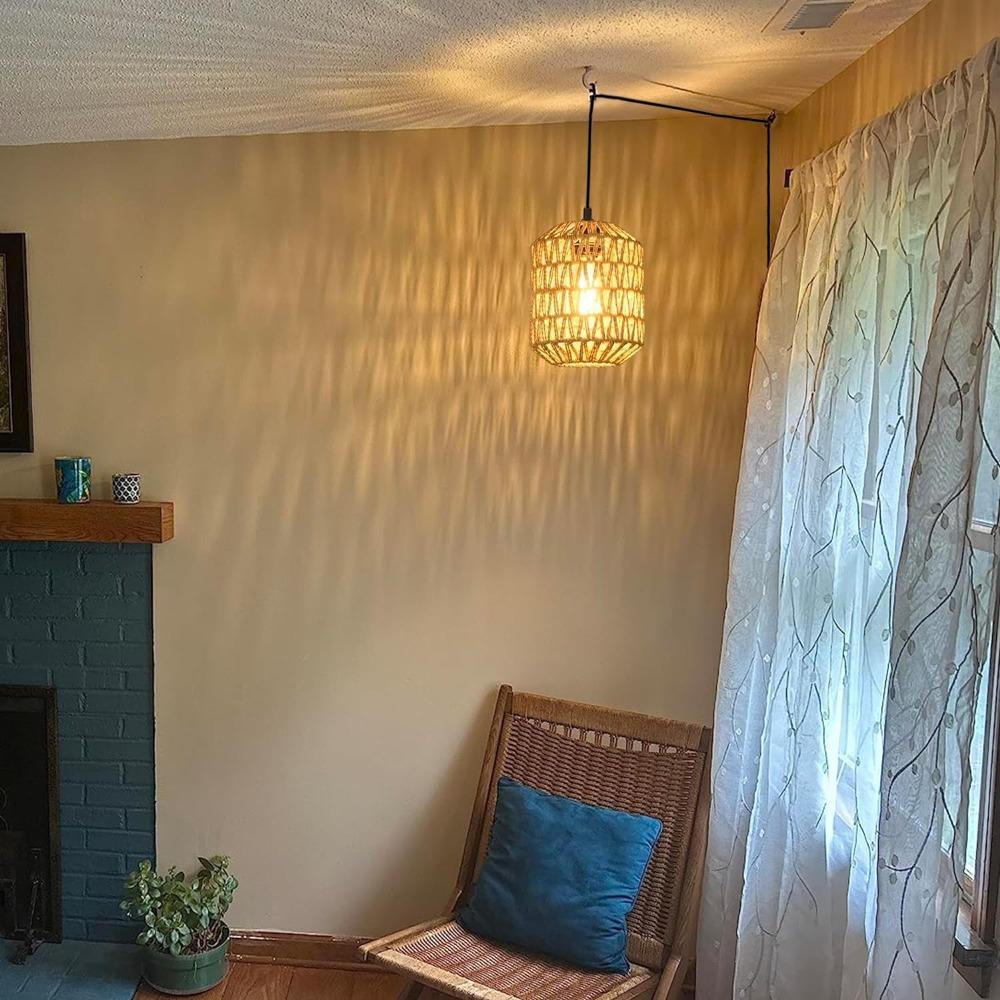 Вилка ЕС Бамбуковая люстра Подвесной светильник Ваби-саби Дзен стиль Ручная работа Ротанговый светильник Домашний декор для гостиной Потолочный подвесной светильник