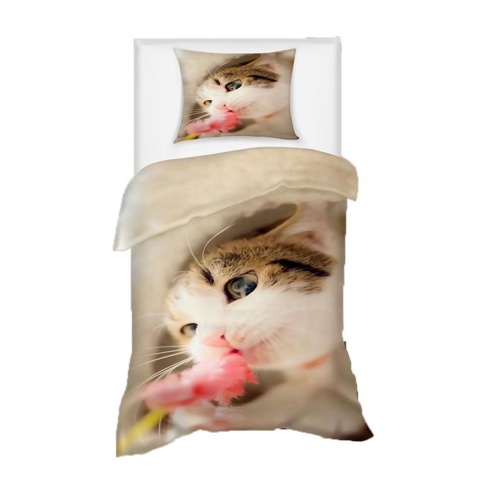 Супер милый комплект постельного белья для детей с котятами Kawaii Girl Quilt Cove King Queen Size Cat Animal 2/3 шт. полиэстеровый пододеяльник (Нет листа)