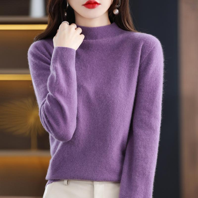 Женский свитер с полуводолазкой, кашемир Цинхэ, 30% кашемир, 70% шерсть, зимний вязаный пуловер, осенний свитер, кашемировый свитер