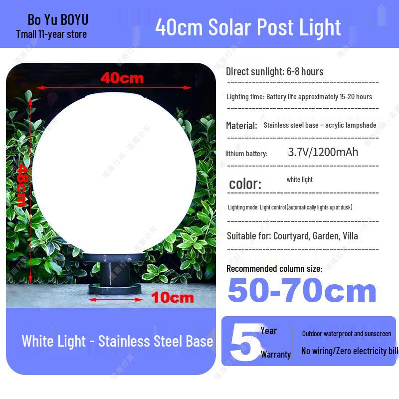 Solar-Powered Outdoor Pillar and Gate Lights for Courtyard and Villa Entrances