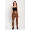 Women's High Waist Leather Trousers