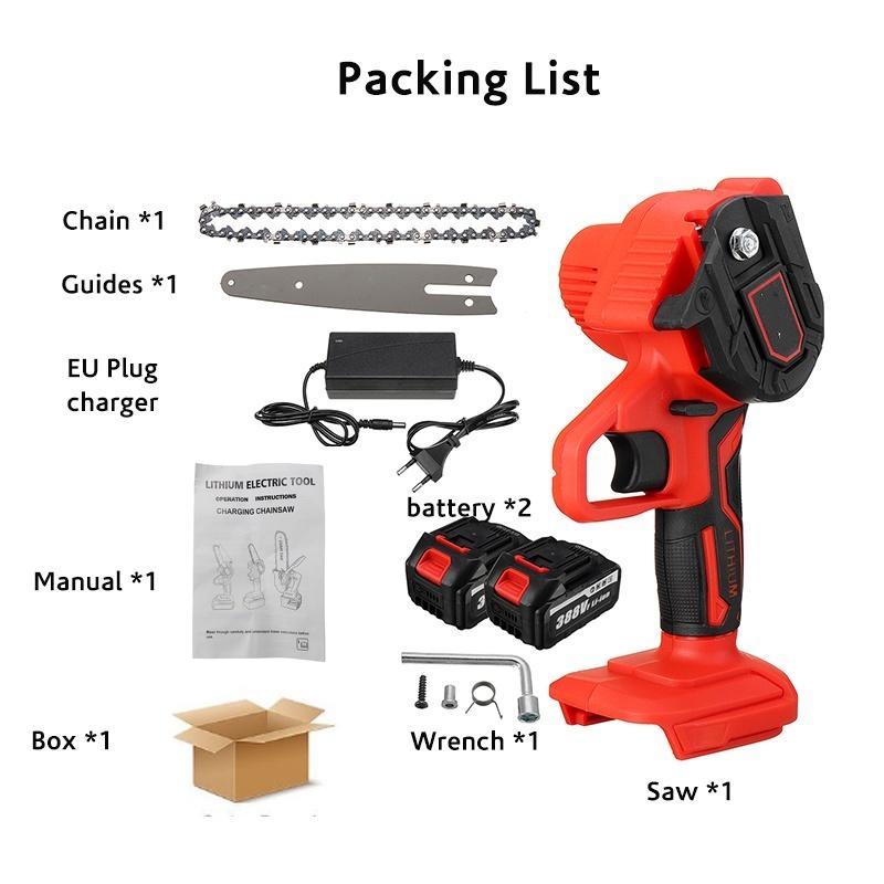 6-дюймовая мини-электрическая пила для обрезки 3000 Вт, перезаряжаемая, маленькая цепная пила для колки дров, деревообрабатывающий инструмент для сада, фруктового сада, обрезки веток