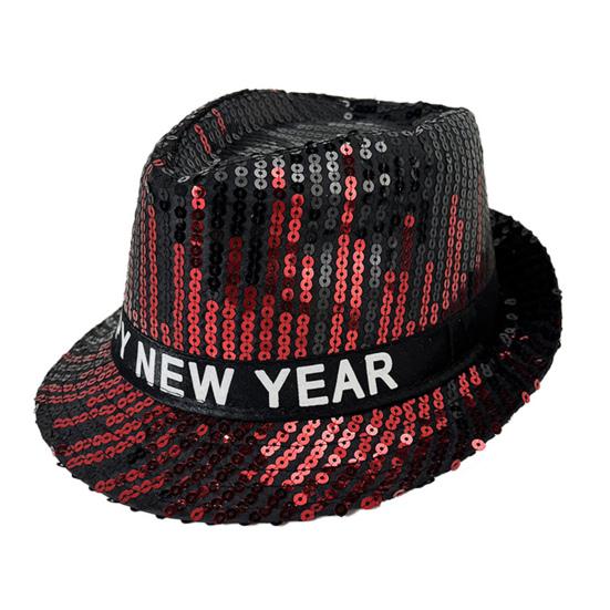 Шляпа с пайетками С Новым годом Джазовая шляпа Винтажная ковбойская вечеринка в клубном стиле Фотореквизит Блестящая фетровая шляпа для взрослых Головной убор для косплея Праздники Карнавал
