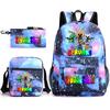 Rhythm Box Game Merchandise Student Bag Sprunki Cartoon Starry Sky Backpack Leisure Bag 3-piece Set D