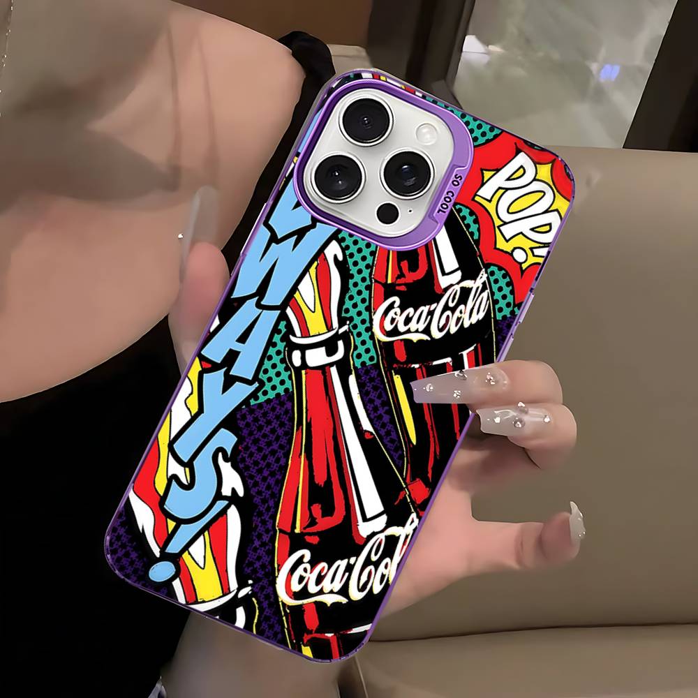 Горячий C-Coca Напитки C-Cola Для IPhone 17 16 15 14 Plus 13 12 11 Pro Max Матовый Цветной Серебристый Чехол для Телефона