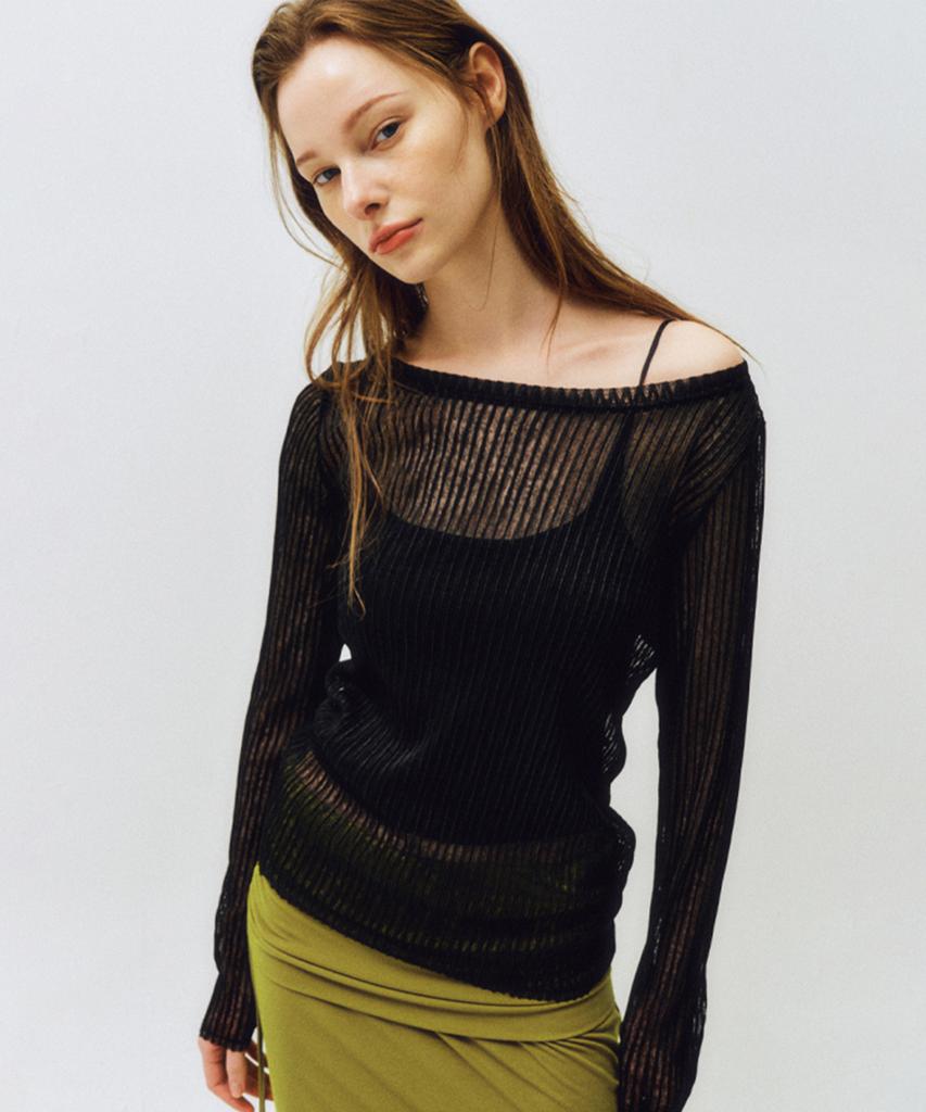 CITTA Sheer Stripe Long Sleeve_Ctt367(Black)