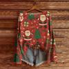 Women's Christmas Print Lightweight Sweater Casual Long Sleeve Knitted Pullover