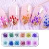 12 цветов для ногтей, аппликация из сухих цветов, украшение, стереонаклейка в виде лепестка, наклейка для ногтей