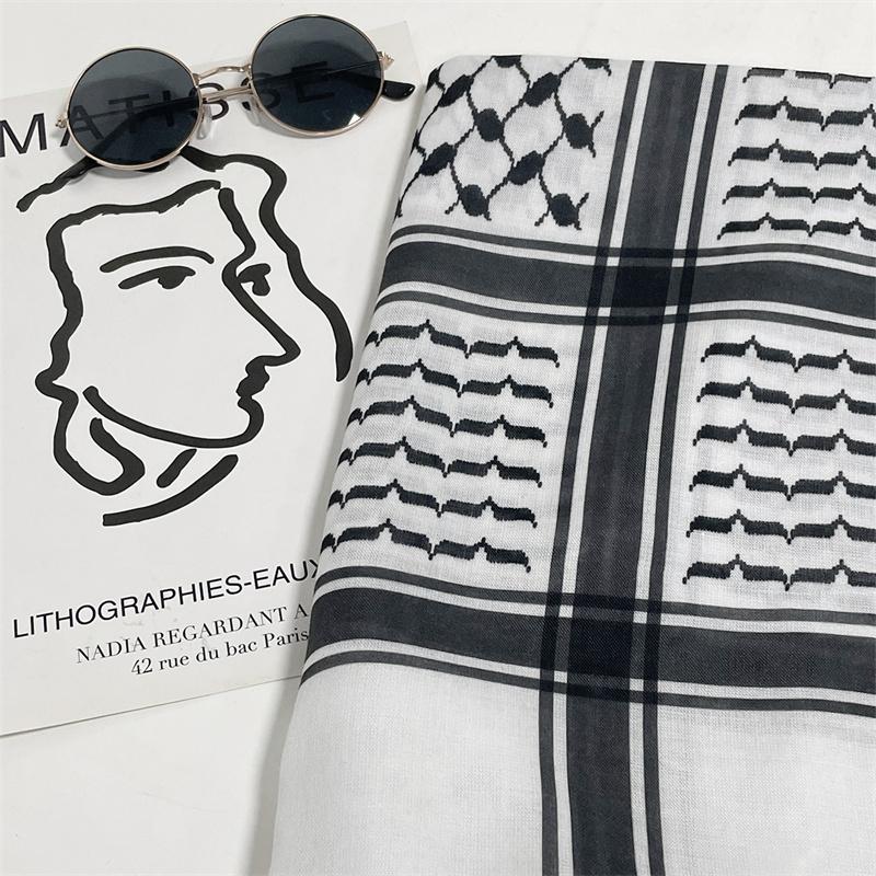 Fashion Printed Cotton Headscarf Middle East Dubai Türkiye Headband Muslim Women Hijab Islam Scarf Female Long Turban