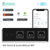 BSEED Wi-Fi сенсорные выключатели света 1/2/3/4 клавиши, управление через приложение Tuya Smart Life, плюс тройные обычные розетки, стеклянные панели, стандарт ЕС