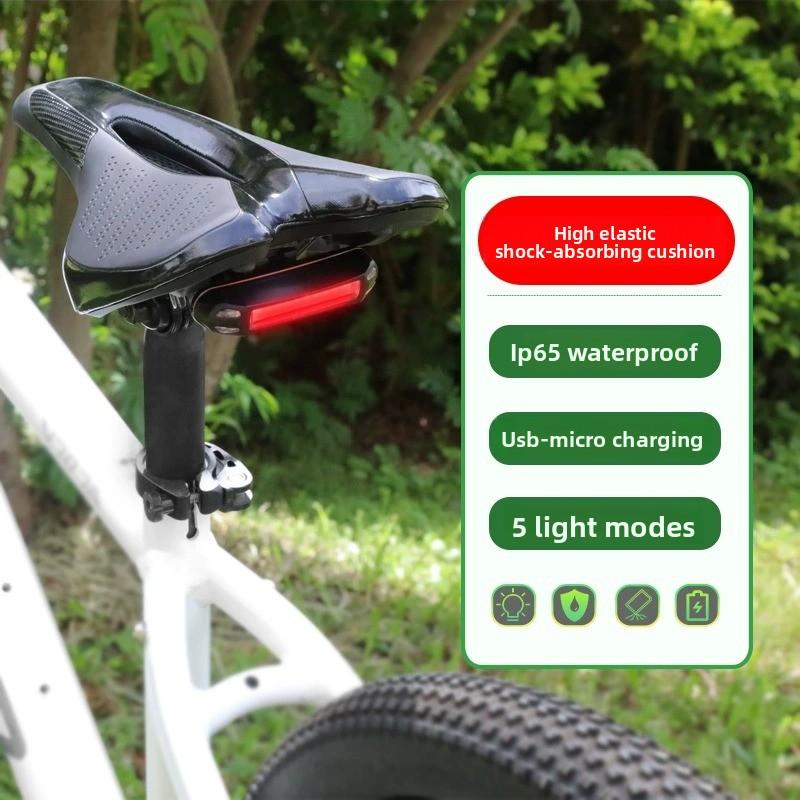 Asiento de bicicleta con luz trasera LED recargable por USB sillín ergonómico para ciclismo