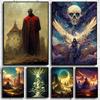 Surrealism Fantasy World Magic Skeleton Castle Poster and Prints Canvas Painting Wall Art Pictures for Room Home Decor Gift