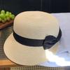 French Bow Straw Cap Elegant Equestrian Hat Vintage Woven Straw Cap  Ladies/Girls