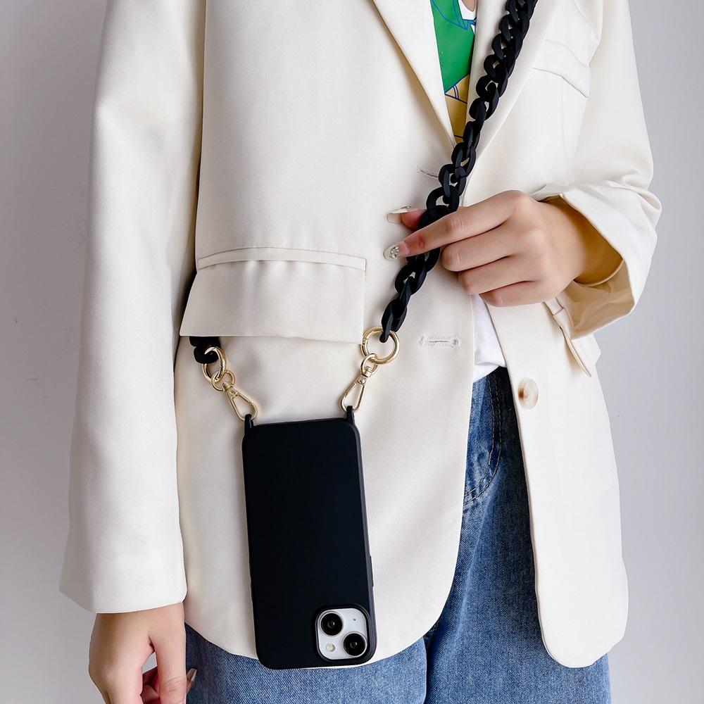Colour Acrylic Chain Crossbody Shockproof Lanyard Phone Case For iPhone 15 16 pro 13 12 11 14 Pro Max Hand Chain Clear Cover