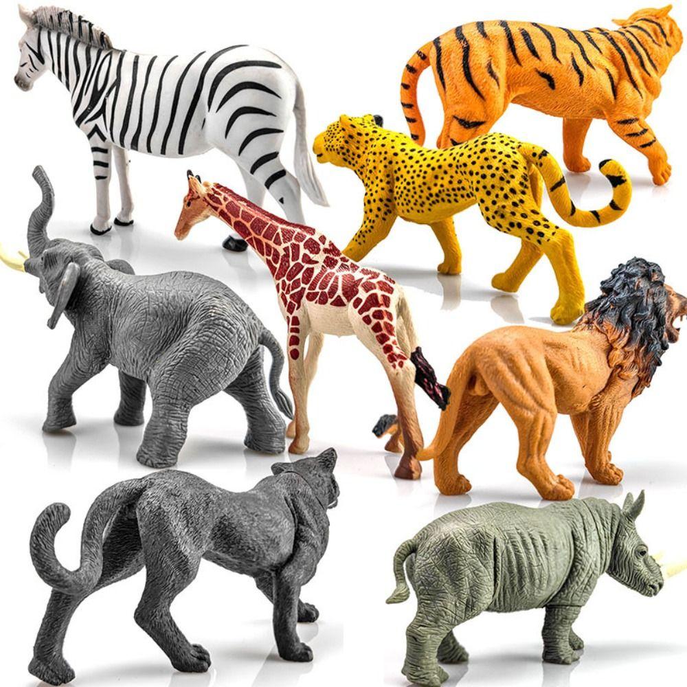 Panther Mini Elephant Model Rhinoceros Simulation Lion Model Toys Funny Realistic Tiger Toy Kids